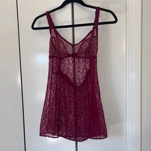 Victoria's Secret Burgundy Lace Chemise